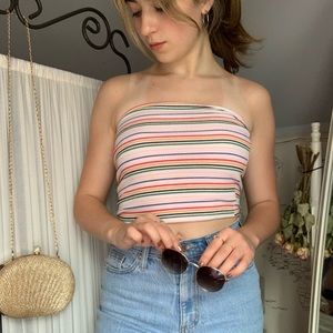 American Eagle XS rainbow striped tube top